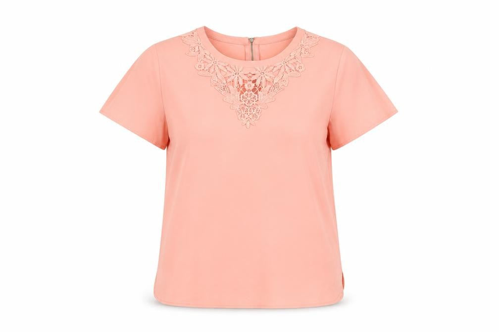 Oasis Womens Pink Polyester Basic T-Shirt Size 12 Round Neck