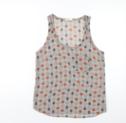 Pins & Needles Womens Grey Geometric Polyester Basic Tank Size S Scoop Neck