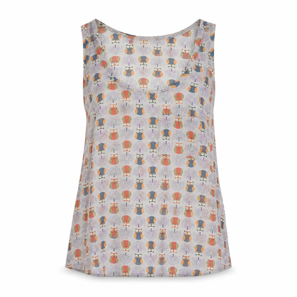 Pins and Needles Womens Grey Geometric Polyester Basic Tank Size S Scoop Neck