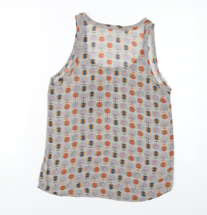 Pins & Needles Womens Grey Geometric Polyester Basic Tank Size S Scoop Neck