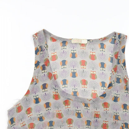 Pins & Needles Womens Grey Geometric Polyester Basic Tank Size S Scoop Neck
