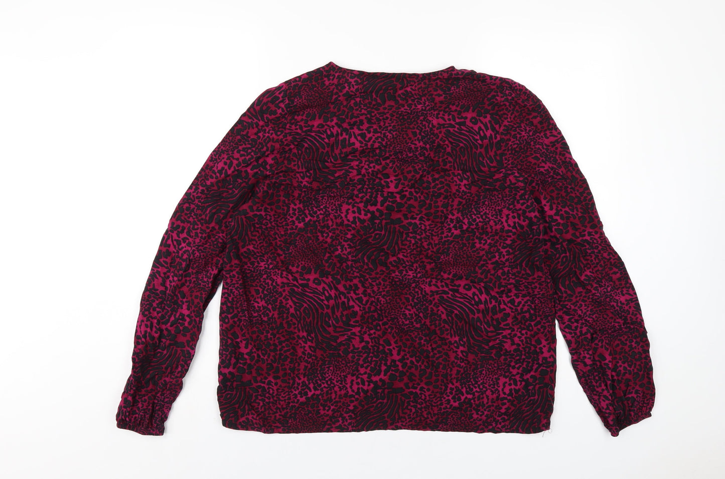 Dorothy Perkins Womens Pink Animal Print Viscose Basic Blouse Size 12 Round Neck