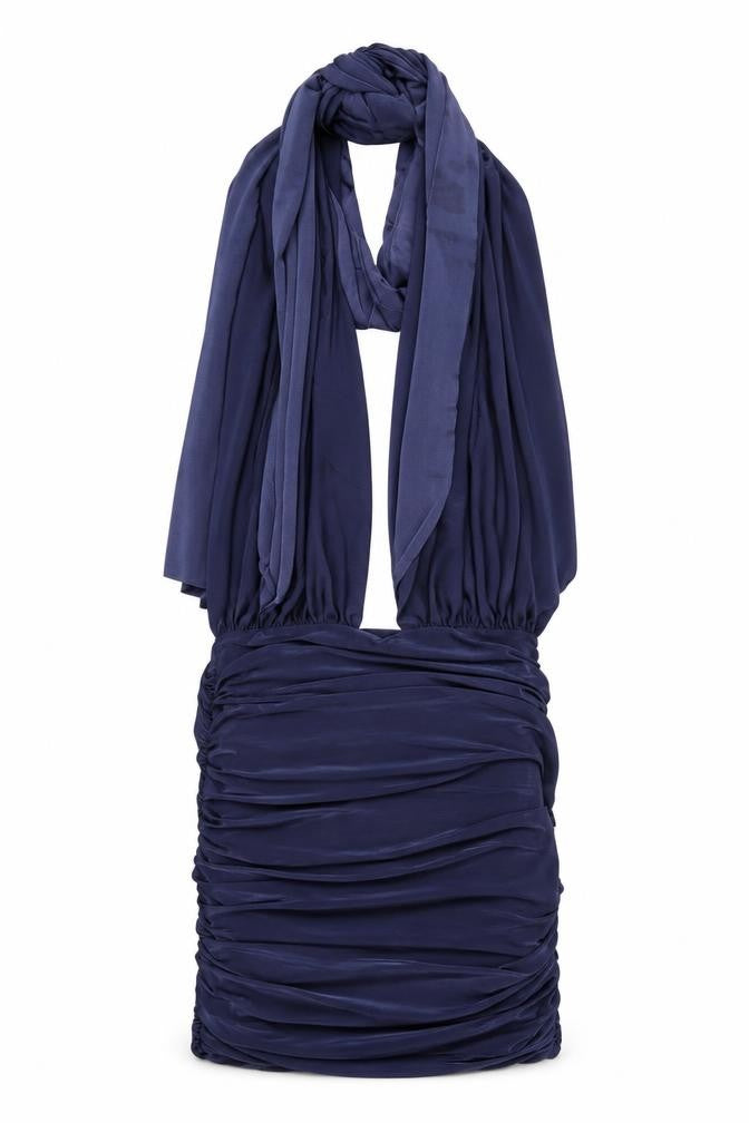 Missguided Womens Blue Polyester Bodycon Size 8 Halter Tie