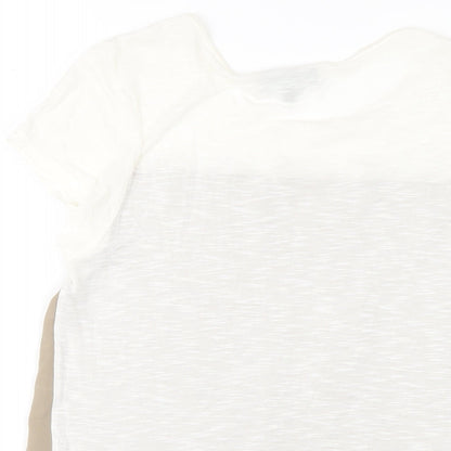 Warehouse Womens Beige Polyester Basic T-Shirt Size 12 Round Neck