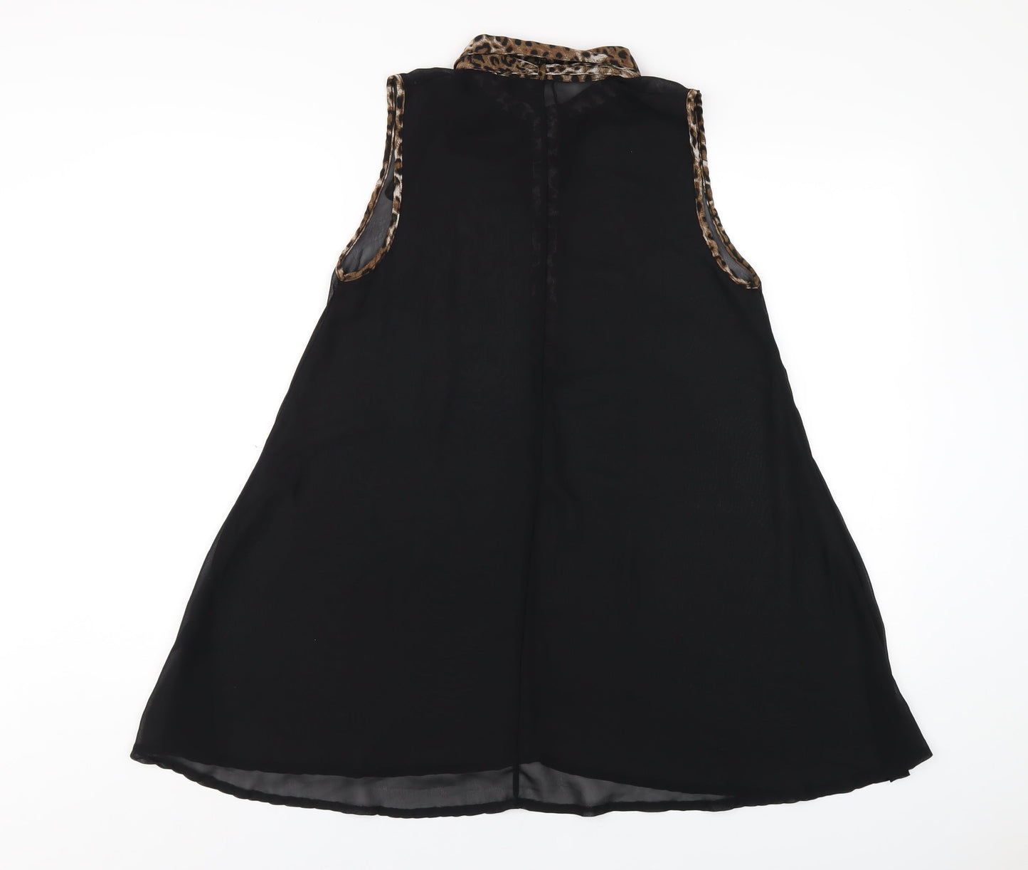 Select Womens Black Polyester A-Line Size 10 Collared Button