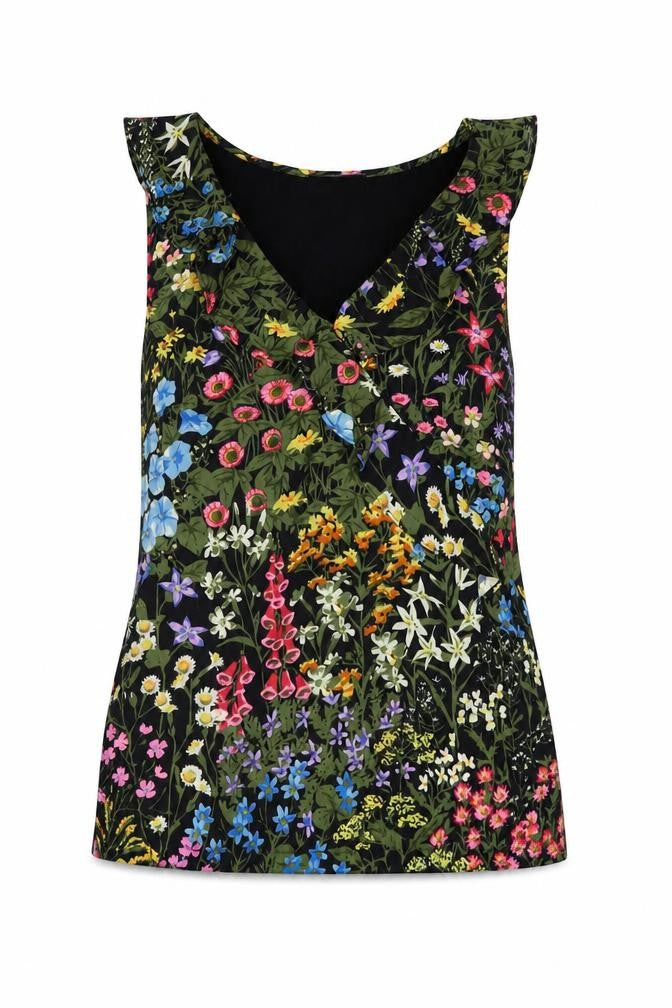 Warehouse Womens Multicoloured Floral Polyester Basic Tank Size 6 V-Neck