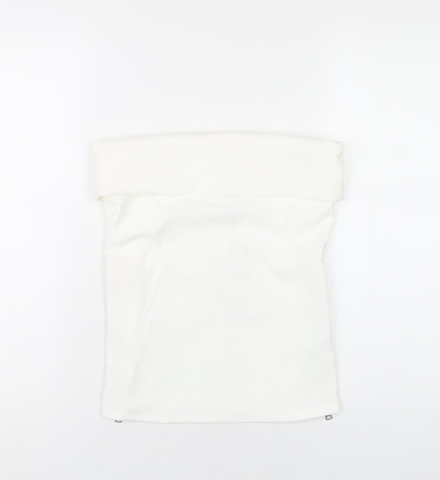 Zara Womens White Polyester Basic T-Shirt Size S Square Neck