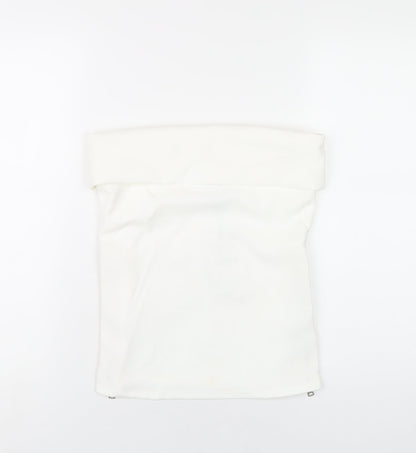 Zara Womens White Polyester Basic T-Shirt Size S Square Neck