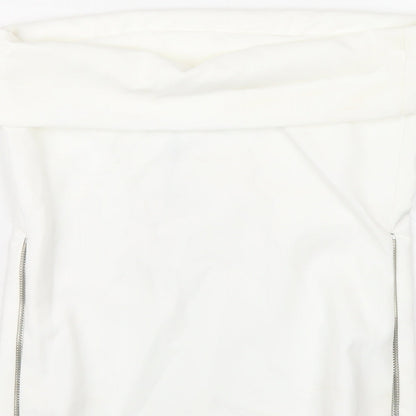 Zara Womens White Polyester Basic T-Shirt Size S Square Neck
