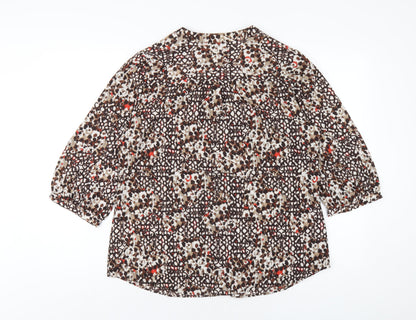 Classics Womens Multicoloured Geometric Polyester Basic Blouse Size 14 Round Neck