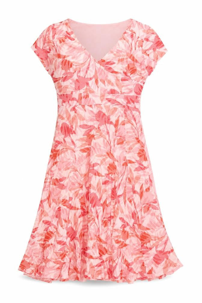 Classic Womens Pink Geometric Cotton A-Line Size 8 V-Neck Pullover