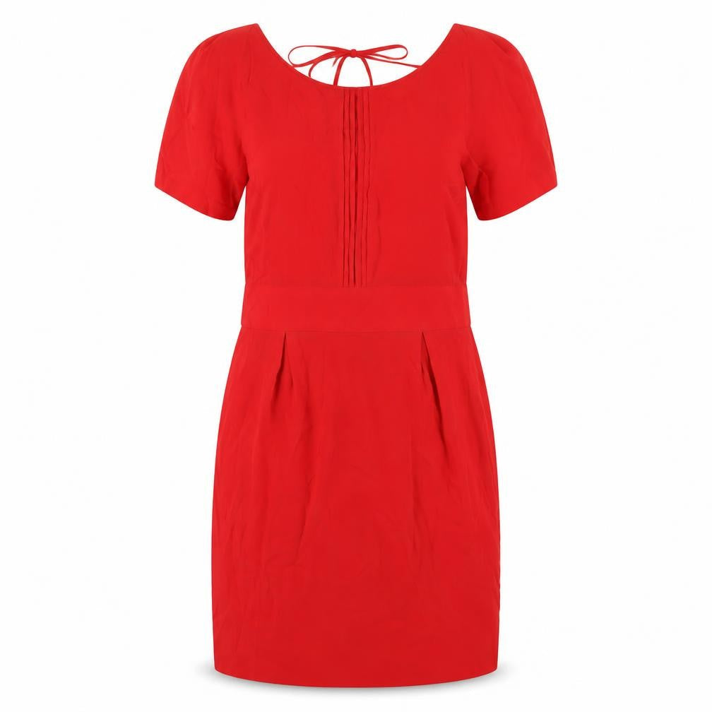 ASOS Womens Red Polyester A-Line Size 12 Scoop Neck Zip