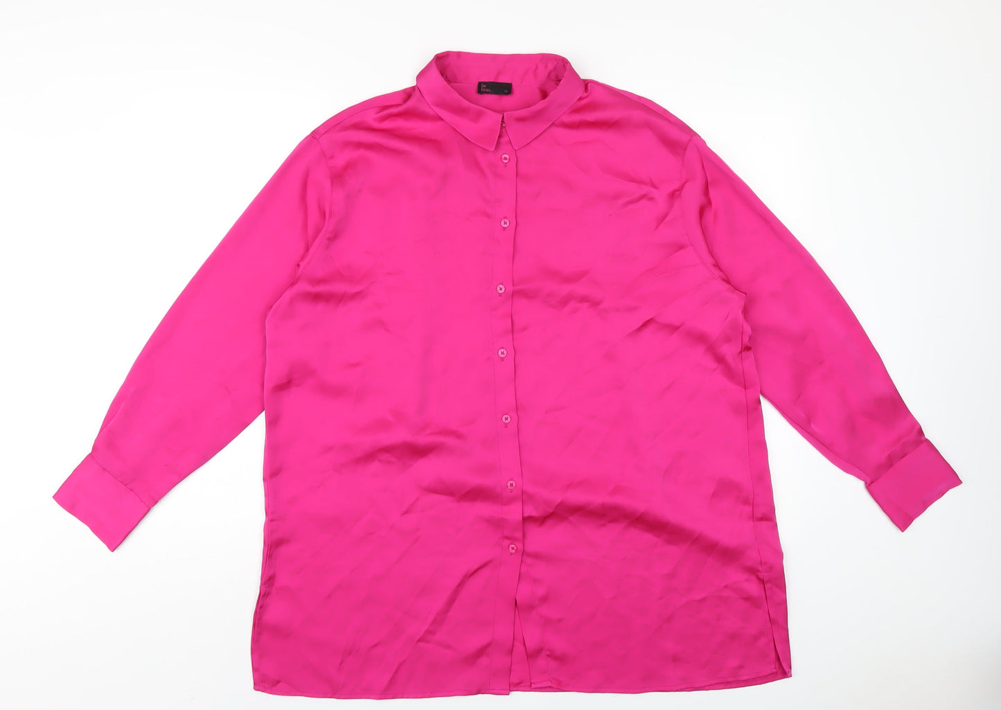 Be Beau Womens Pink Polyester Basic Button-Up Size 14 Collared