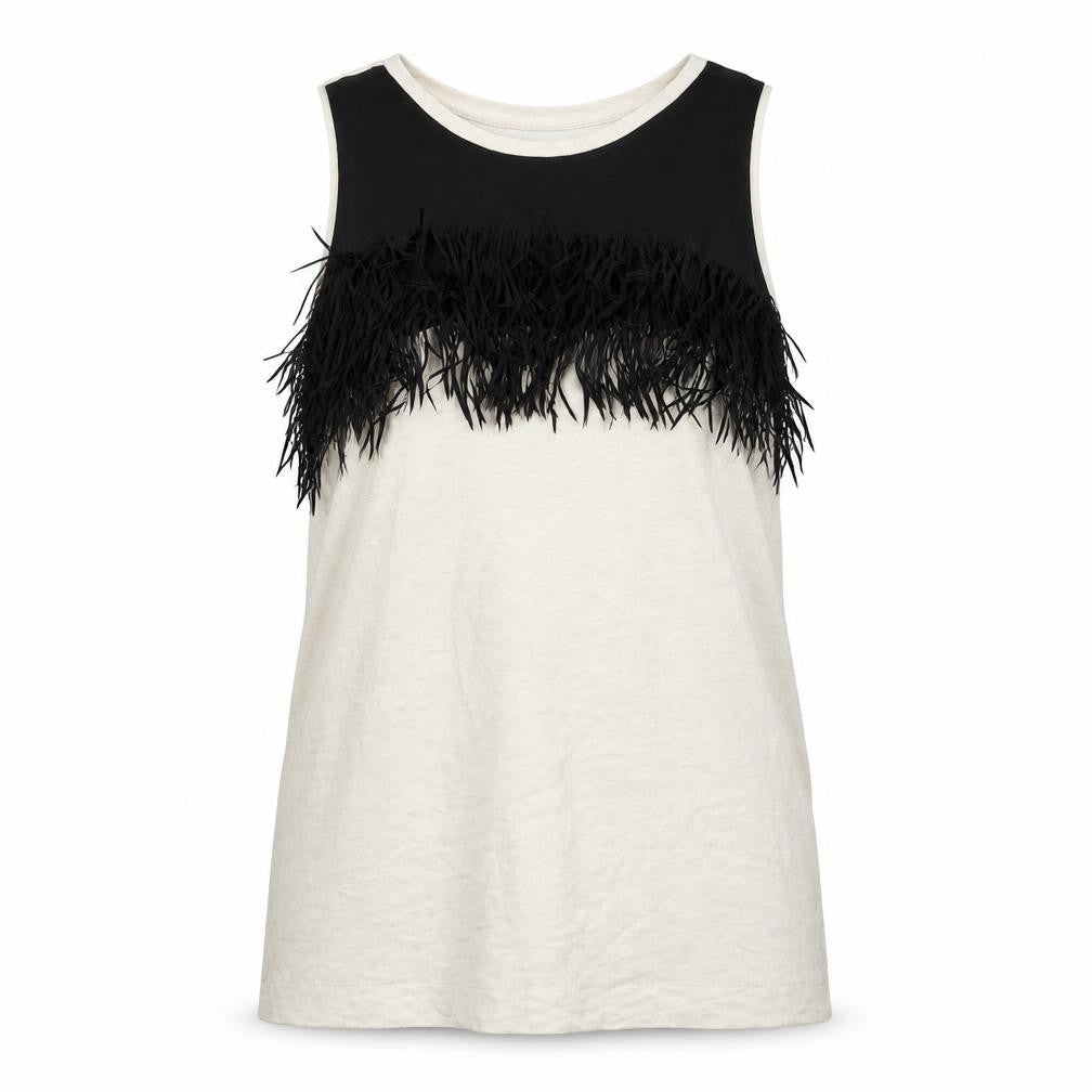PINKO Womens Ivory Linen Basic Tank Size M Round Neck