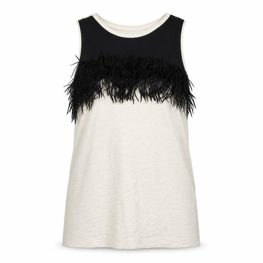 PINKO Womens Ivory Linen Basic Tank Size M Round Neck