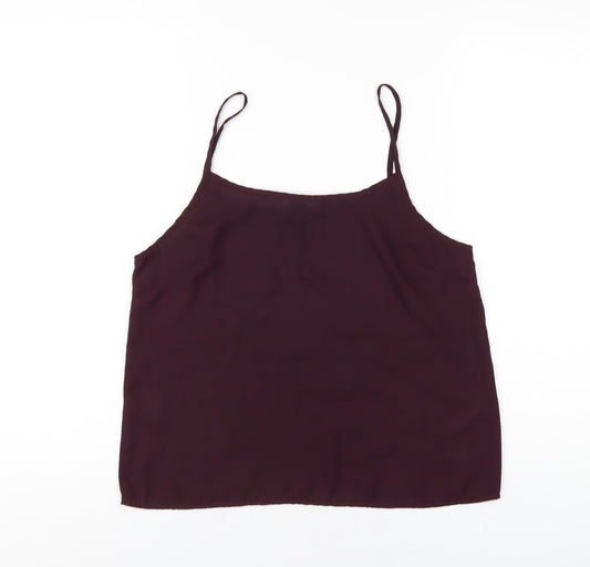 New Look Womens Purple Polyester Camisole T-Shirt Size 12 Scoop Neck