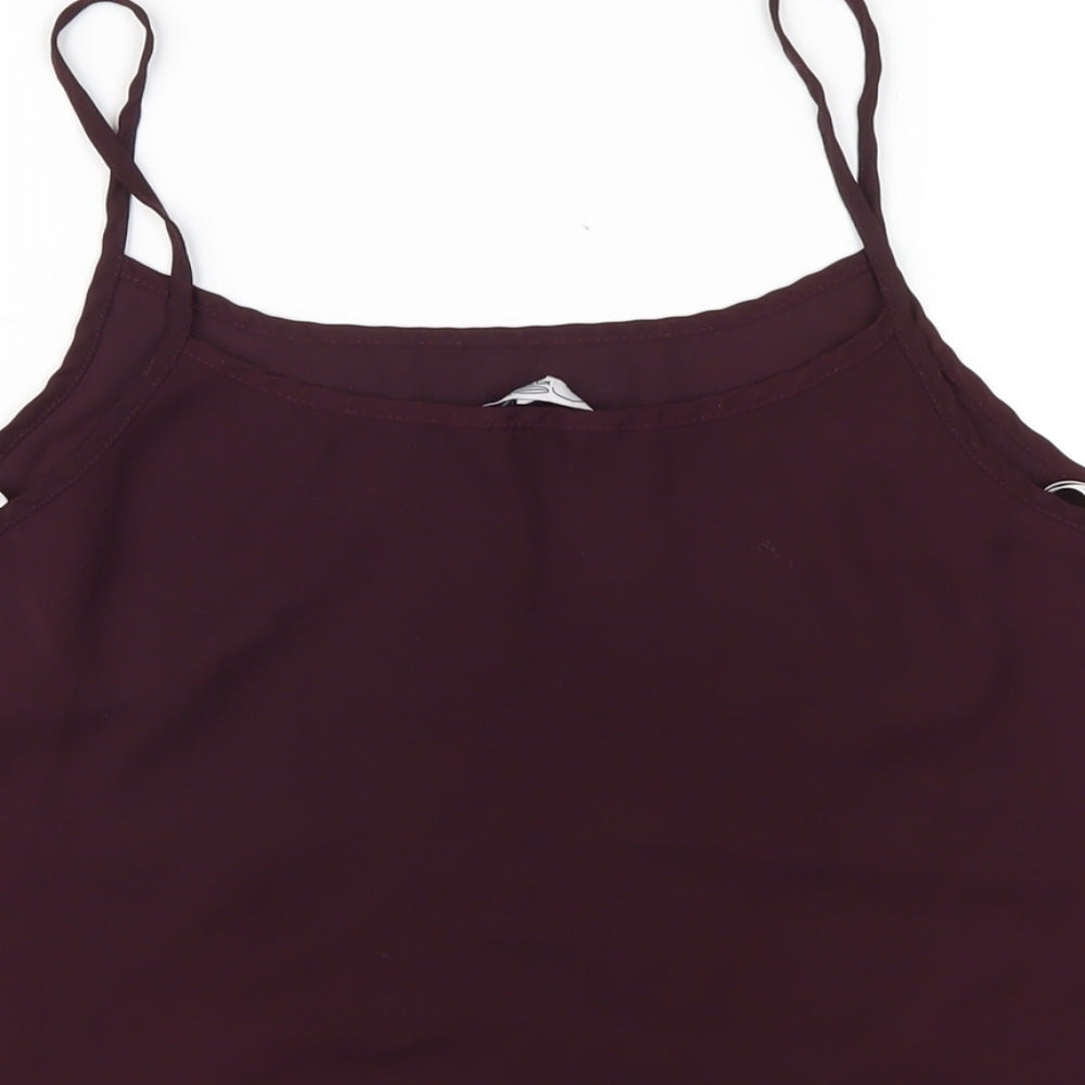 New Look Womens Purple Polyester Camisole T-Shirt Size 12 Scoop Neck