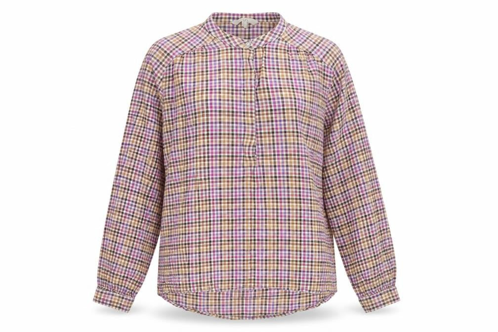 NEXT Womens Multicoloured Check Viscose Basic T-Shirt Size 8 Round Neck