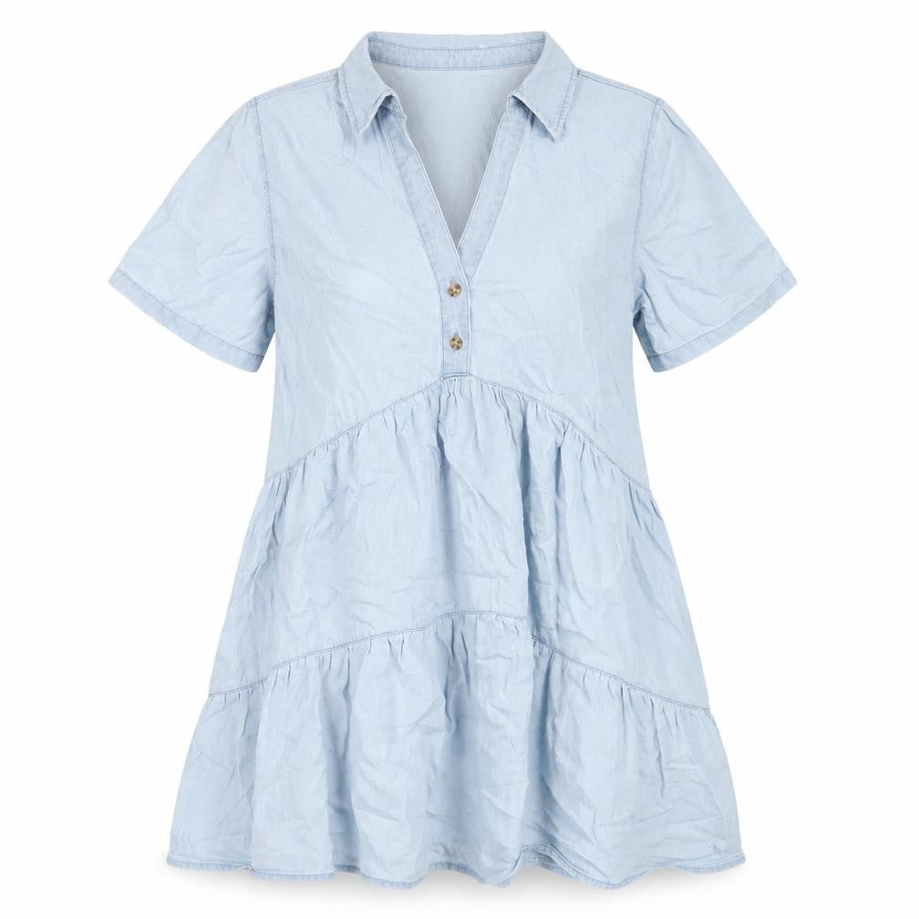 Stradivarius Womens Blue Cotton A-Line Size L V-Neck Pullover