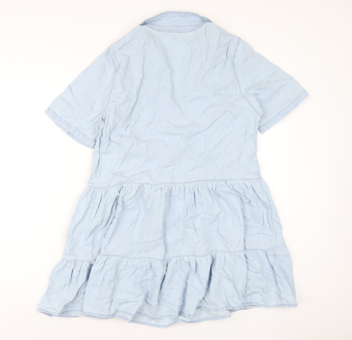 Stradivarius Womens Blue Cotton A-Line Size L V-Neck Pullover
