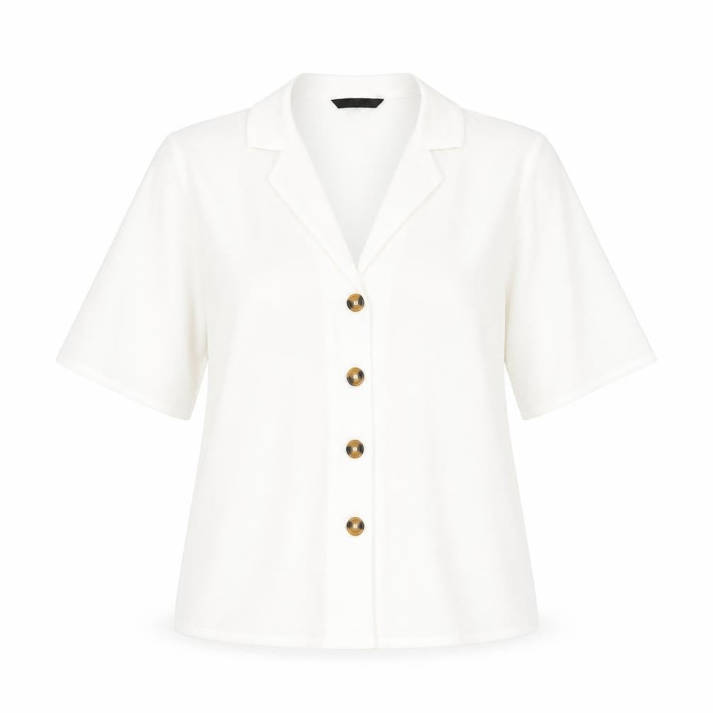 Only Womens White Polyester Basic Button-Up Size 8 Collared