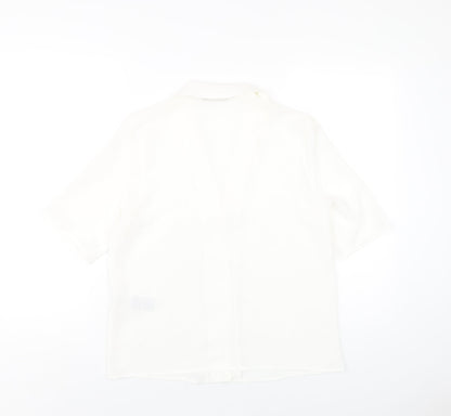 Back view of Only women’s white polyester basic button-up, size UK 8, collared