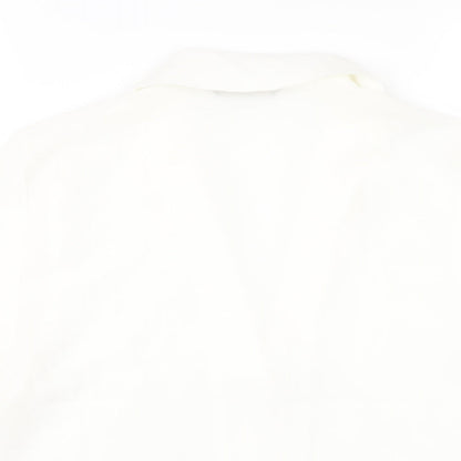 Brand and care label for Only women’s white polyester basic button-up, size UK 8, collared