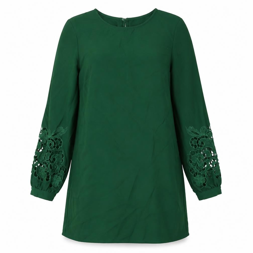 H&M Womens Green Polyester A-Line Size 8 Round Neck Button