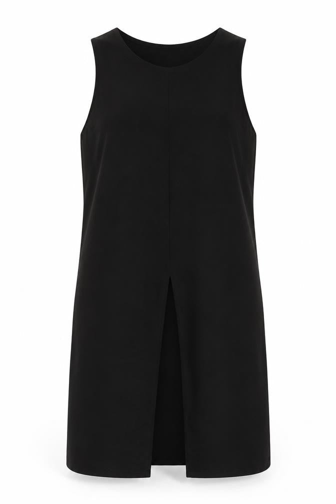 New Look Womens Black Viscose Tank Dress Size 8 Round Neck Pullover