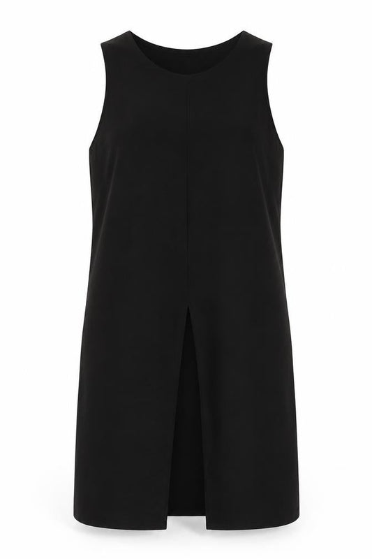 New Look Womens Black Viscose Tank Dress Size 8 Round Neck Pullover