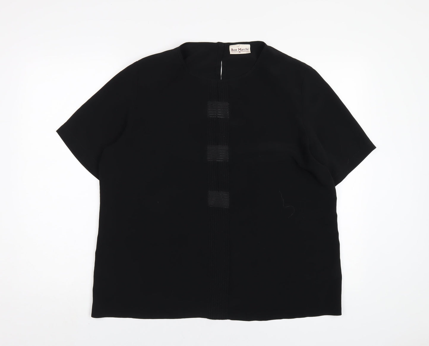 Bonmarché Womens Black Polyester Basic T-Shirt Size 18 Round Neck