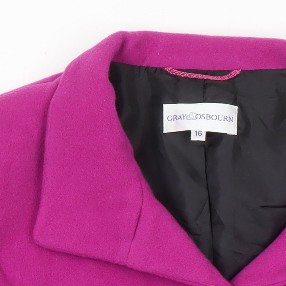 Gray & Osbourn Womens Pink Overcoat Coat Size 16