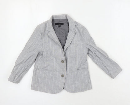 Additional front view of Autograph boys’ grey pinstripe jacket blazer, size 3-4, years