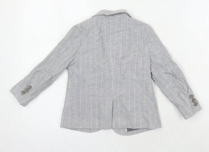 Back view of Autograph boys’ grey pinstripe jacket blazer, size 3-4, years