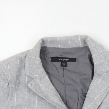 Close-up detail of Autograph boys’ grey pinstripe jacket blazer, size 3-4, years