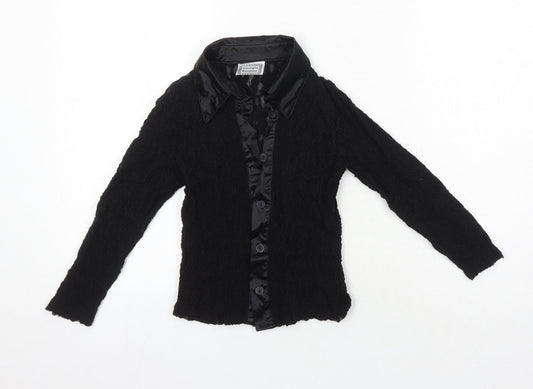 Georgio Bombini Womens Black Polyester Basic Blouse One Size Collared