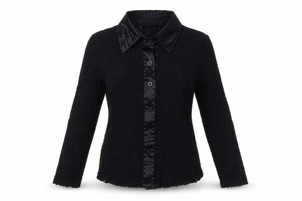 Georgio Bombini Womens Black Polyester Basic Blouse One Size Collared