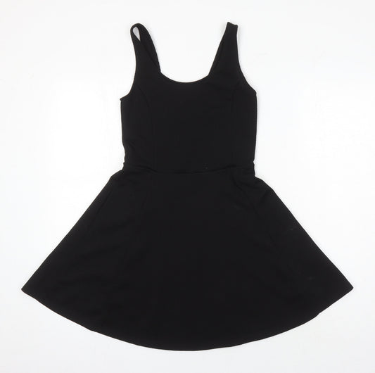 H&M Womens Black Polyester A-Line Size 10 Scoop Neck