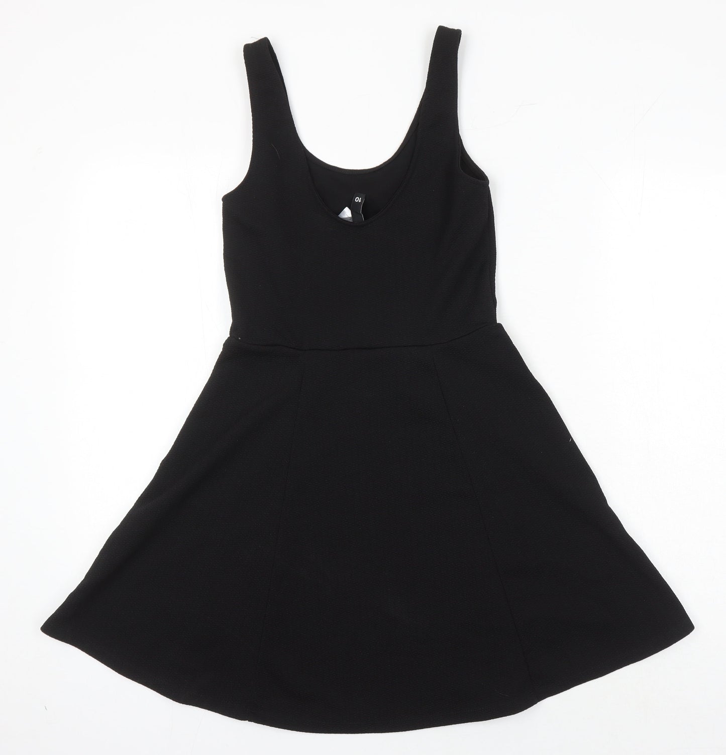 H&M Womens Black Polyester A-Line Size 10 Scoop Neck