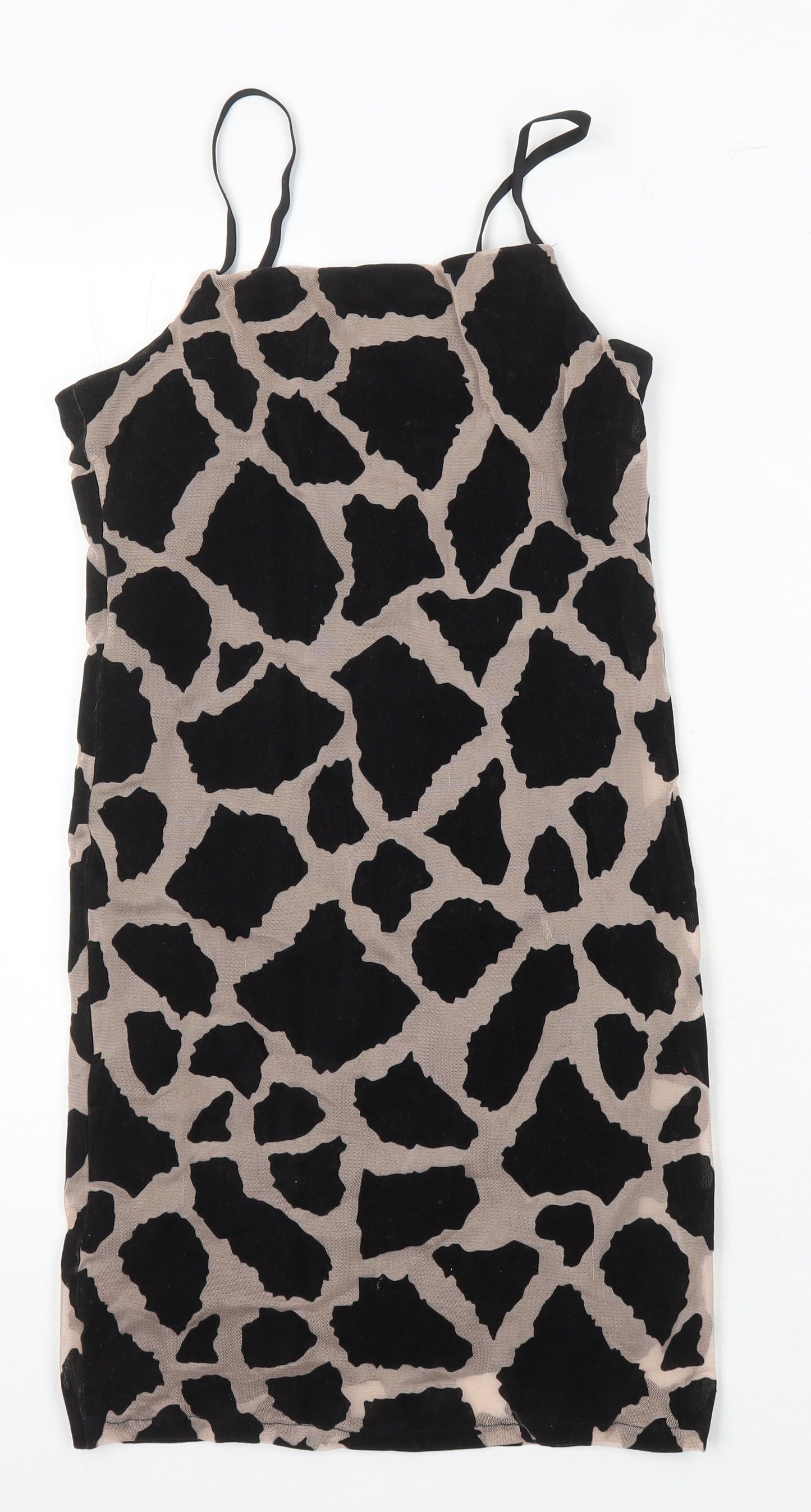 Topshop Womens Multicoloured Animal Print Polyester Bodycon Size 8 Square Neck