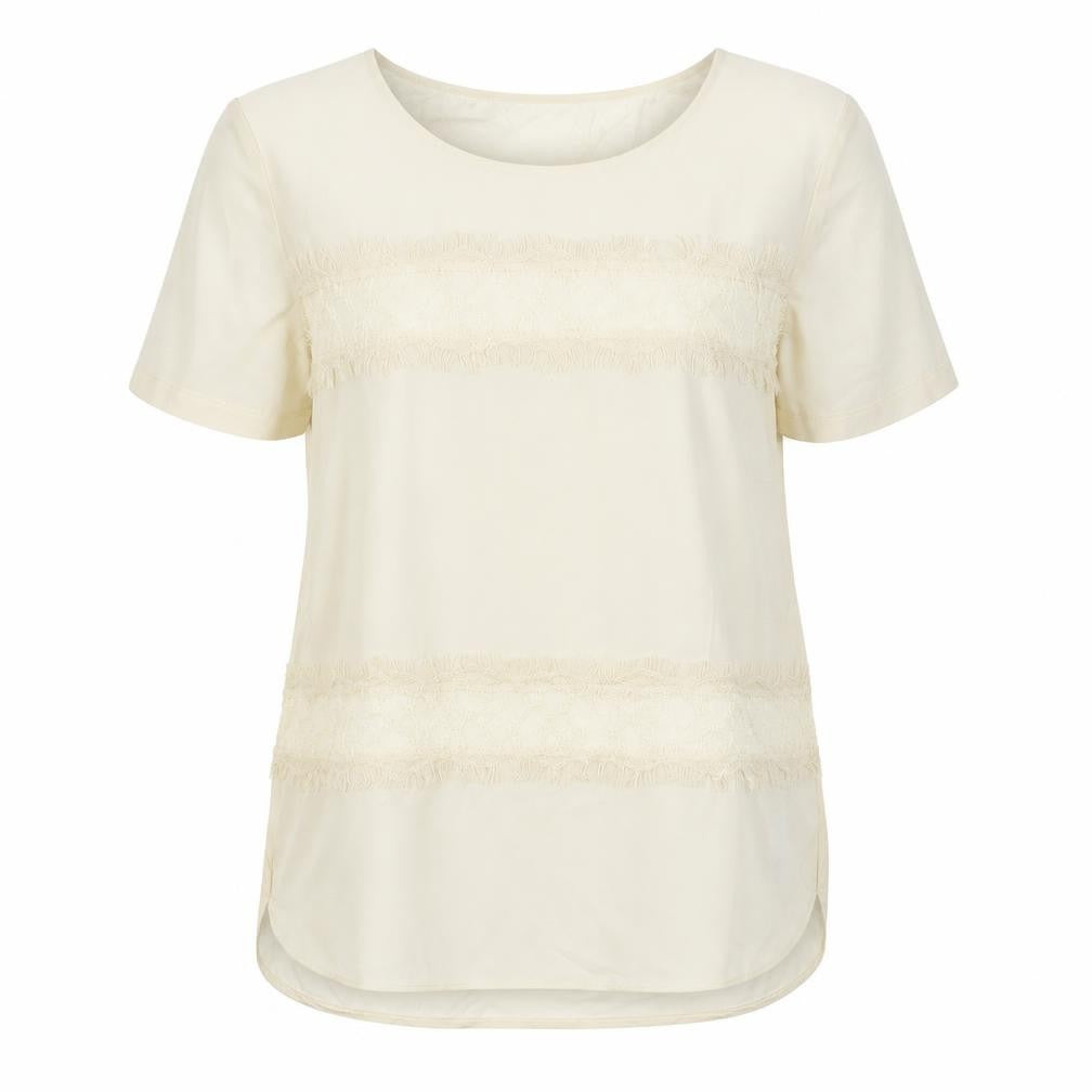 French Connection Womens Ivory Lyocell Tunic Blouse Size S Boat Neck