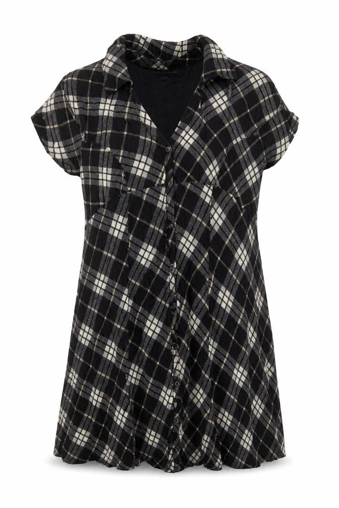 Urban Fitters Womens Multicoloured Check Viscose Tunic Blouse Size XL Collared