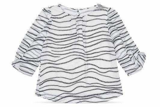 Wallis Womens White Geometric Polyester Tunic Blouse Size S Boat Neck