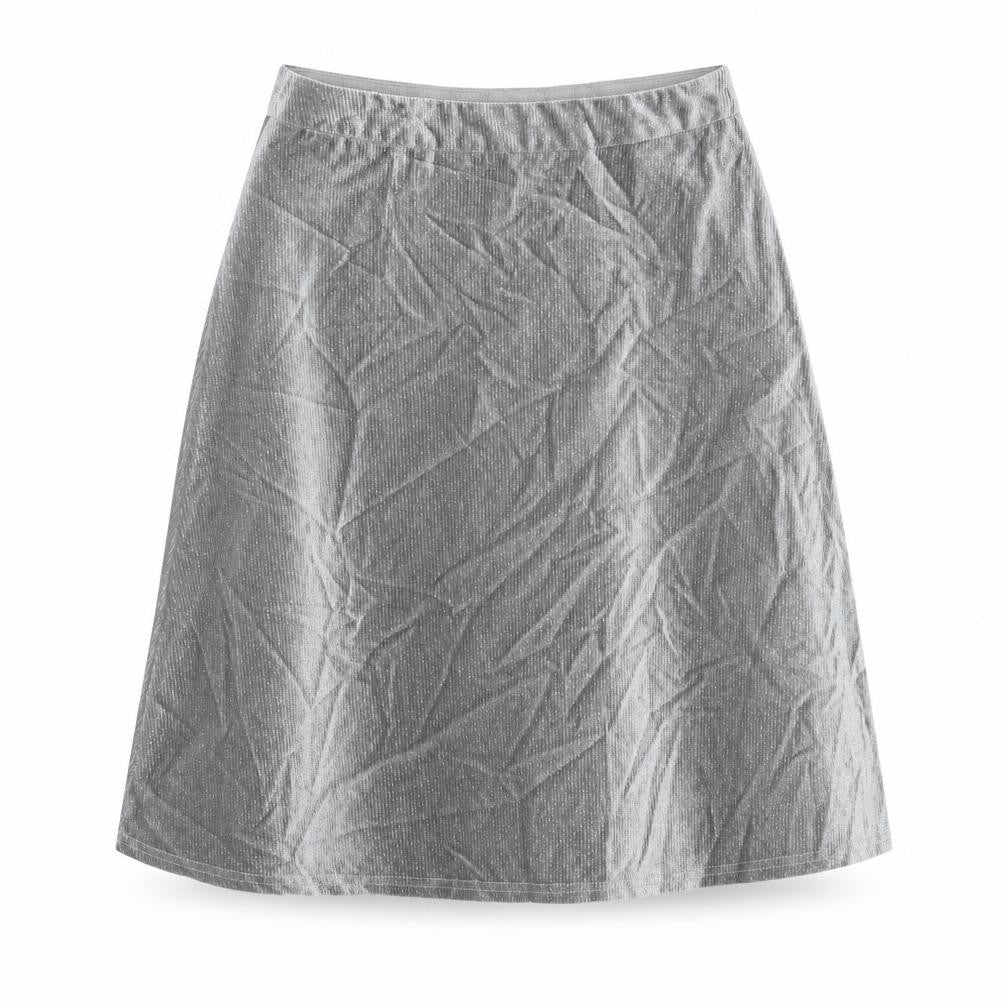 Elenza Womens Silver Herringbone Polyester A-Line Skirt Size M Zip