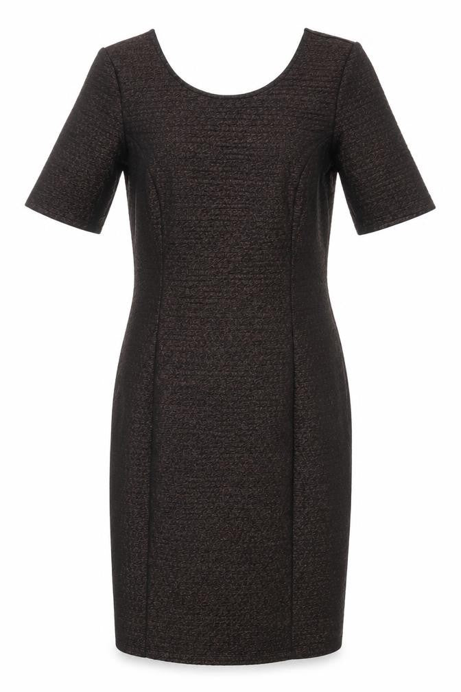 Ashley Brooke Womens Brown Polyester Blend Sheath Size 12 Boat Neck