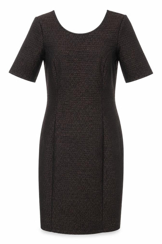 Ashley Brooke Womens Brown Polyester Blend Sheath Size 12 Boat Neck