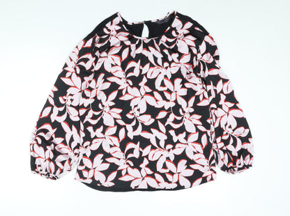 Marks & Spencer Womens Multicoloured Polyester Basic Blouse Size 8 Round Neck - Floral Print