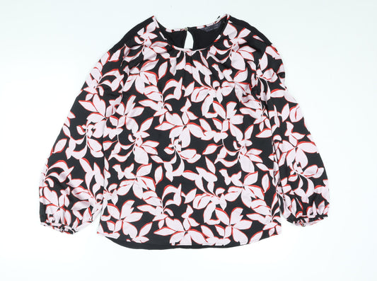 Marks and Spencer Womens Multicoloured Polyester Basic Blouse Size 8 Round Neck - Floral Print