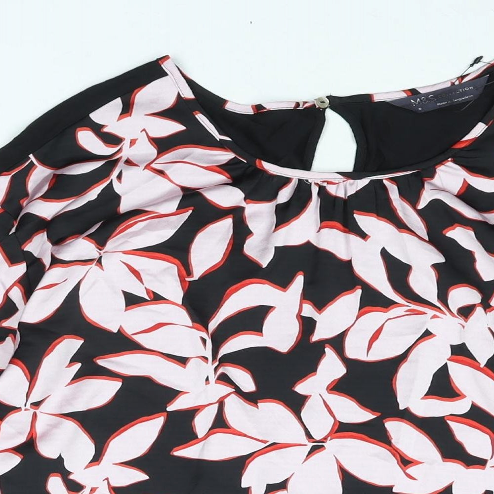 Marks and Spencer Womens Multicoloured Polyester Basic Blouse Size 8 Round Neck - Floral Print