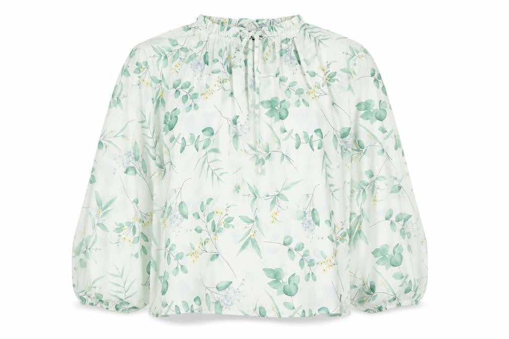 In the Style Womens White Floral Polyester Basic Blouse Size 14 Mock Neck
